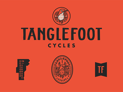 Tanglefoot Cycles bicycle logo bicycles bird bird icon bird logo branding design head badge hermit thrush illustration logo vector vermont