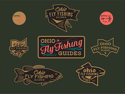 Ohio Fly Fishing Guides adobe brand design brand identity branding design fly fishing flyfishing icon illustration logo logo system logos ohio outdoors typography vector