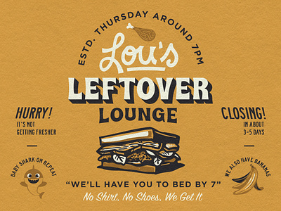 Lou's Leftover Lounge branding design illustration leftovers logo restaurant branding restaurant logo typography vector