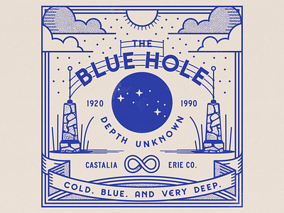 The Blue Hole adobe americana blue camp design illustration ohio outdoors retro roadside tourism vector vintage