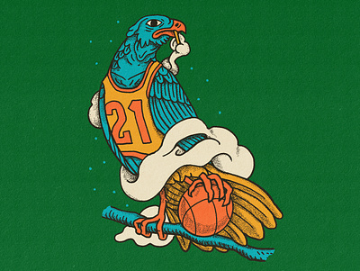 '21 basketball bird illustration design illustration