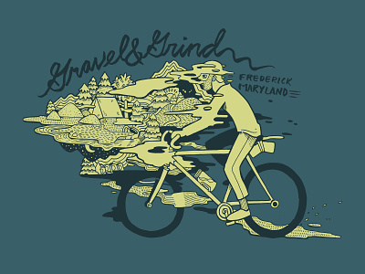Gravel & Grind illustration apparel graphics bicycle bikepacking bikeshop design drawing gravel grinding illustration outdoors pen and ink