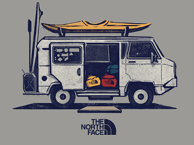 Illustration for The North Face - apparel graphics adobe apparel graphics design drawing illustration kayak outdoors pen and ink photoshop texture the north face vanlife vector wacom