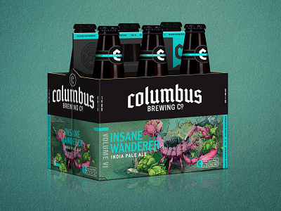Columbus Brewing - Insane Wanderer 6 beer beer art design drawing hops illustration packaging design wacom