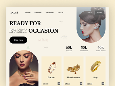 Jewelry landing page header dimont ecommerce elegant fashion jewel jewelry jewelry shop landing page minimal nacklace ring store ui design uiux webdesign website
