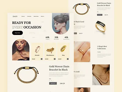 Jewelry landing page ecommerce elegant fashion jewel jewelry jewelry shop landing page nacklace ring store ui design uiux webdesign website