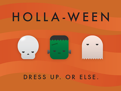 Holla-ween Invite frankenstein ghost halloween illustration illustrator skull
