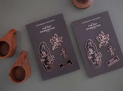 STARBUCKS RESERVE PIN SET design illustration product design