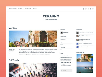 Cerauno blog magazine theme design three column web design wordpress wordpress theme
