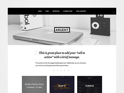 Argent black and white portfolio theme design web design wordpress wordpress theme