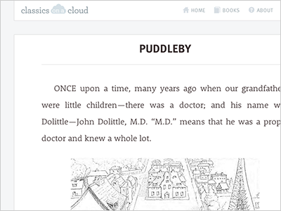 Classics on a Cloud digital books screenshot ui website