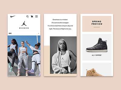 Jordan Women Spring 2018 Launch fashion jordan mobile design nike shoe page sneakers web web design