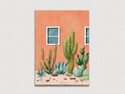 Desert Garden cactus desert digital illustration procreate texture