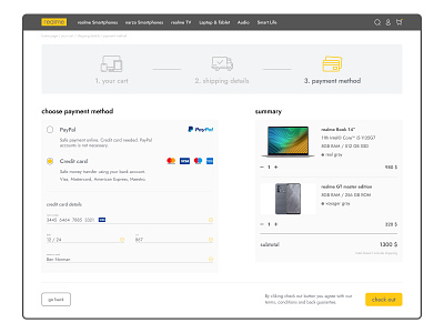 Credit card checkout page for realme