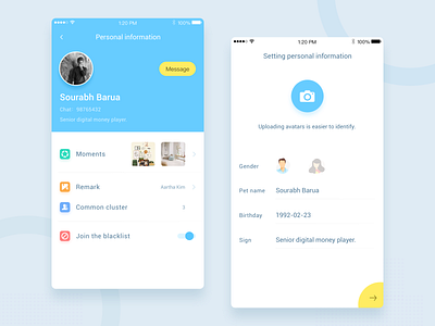 Personal information blue bird chat、ui moments personal information ui
