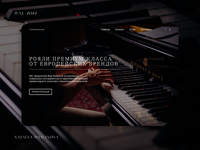 Home page concept for piano store