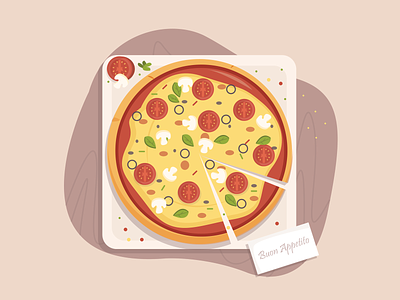Pizza adobe illustrator delicious design eat food hungry illustration illustrator meal pizza tomato vector