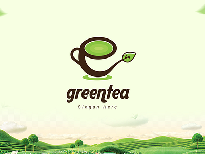 Green Tea Logo cafe green tea letter natural tea