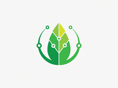 Leaf Tech Logo green leaf nature technology