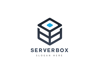 Data Server Logo cloud cloud server computer computing cube cubic data database host hosting internet network server square storage