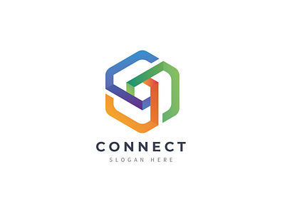 Connecting Logo box colorfull connect creative cube cubical design hexagon modern smart storage strong studio technology