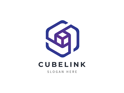Cube Link Logo box connect creative cube cubical hexa hexagon modern smart square storage strong studio tech