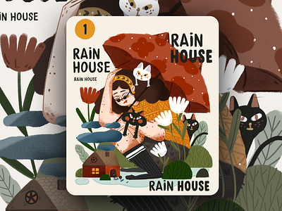 Rain house illustration illustration／ui poster typography vector