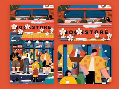 bookstore illustration illustrations／ui illustration／ui poster typography