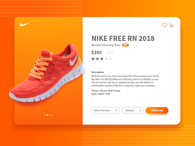 Nike Product Detail page 2018 cart e commerce latest orange product listing shoes shopping ui