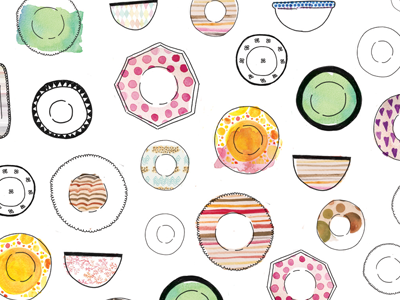 Dish pattern dish illustration pattern pen watercolor