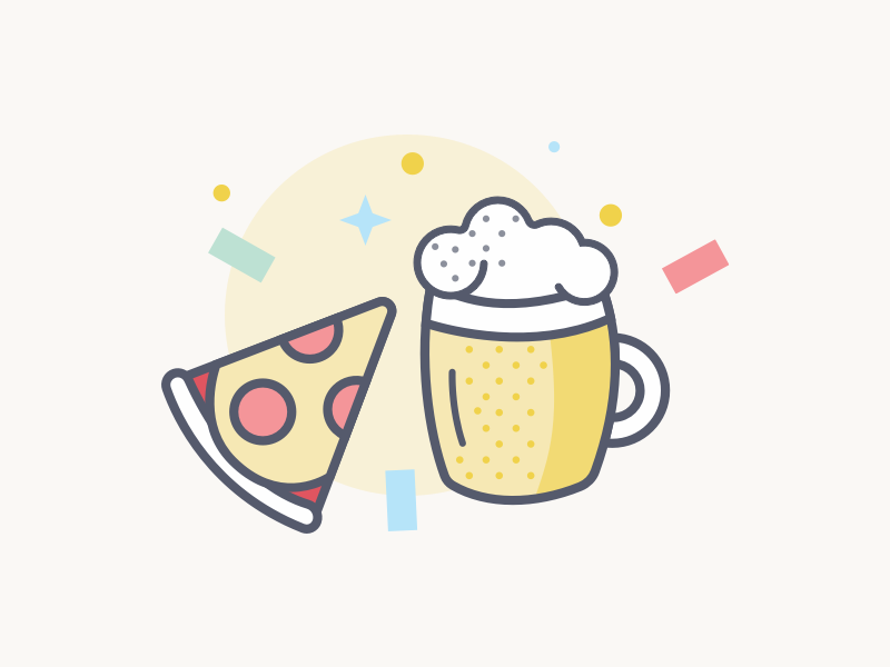 Beer Meeting illustration icons party pizza beer