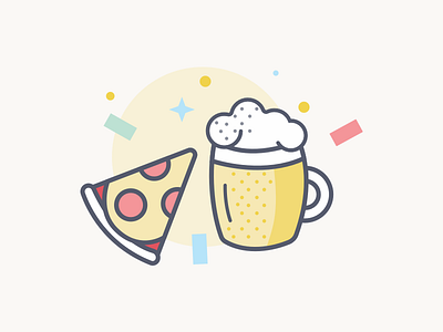 Beer Meeting beer icons illustration party pizza