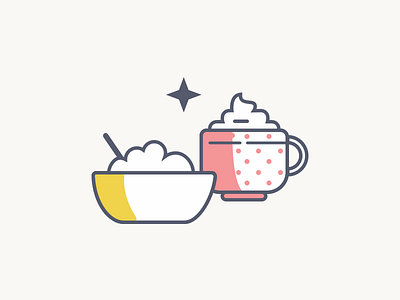 Breakfast breakfast cereal coffee icons illustration latte