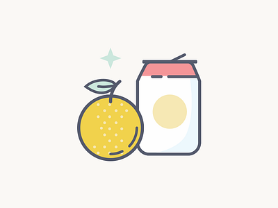 Fruits And Drinks breakfast drink fruit icons illustration orange pop