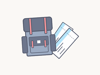 Relocation Support bag pack icons illustration plane relocation tickets travel