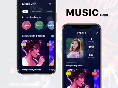 Music App - Artist by Genres app artist booking branding clean clean ui concept design genres home interactive layout main minimal modern music profile typography ui ux