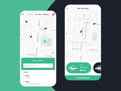 Taxi App booking cab car clean clean ui colors concept design destination map navigation ride route taxi tracking typography ui ux