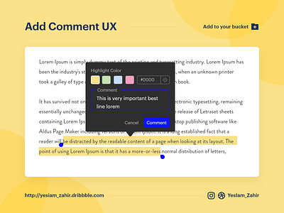 Add Comment UX add comment admin panel blog design clean clean ui color palette comment creative document highlight minimal neomorphism popup trend ui design ux ux design