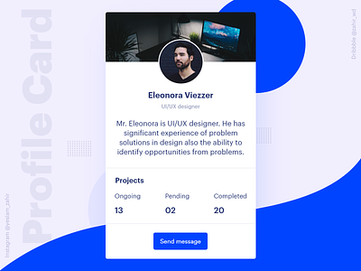 Profile card | Project Management Tool agency blue business clean craeative creative dailyui landing page profile profile card profile design project management tool trend ui ui design ux