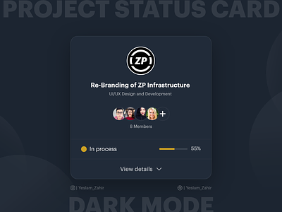 Project Status Card | Dark Mode admin design admin panel black business creative dark mode dark theme dark ui project status trend ui design uiux ux ux design