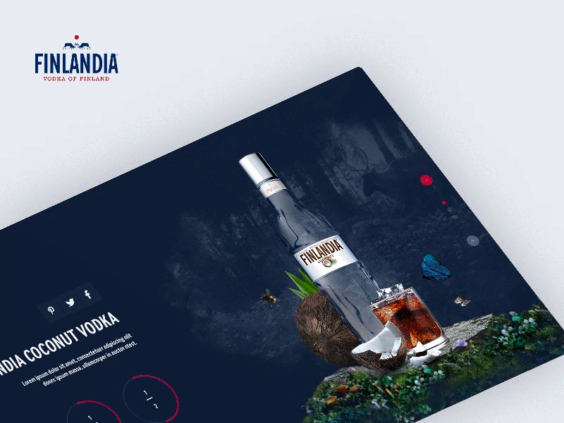 Product microsite FINLANDIA. animation finlandia landing page nature product ui vodka webdesign