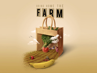 Farm bag banana compositing farm kale manipulation photo potato strawberry