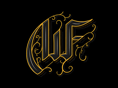 WF calligraphy lettermark