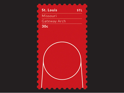 Stamp - St. Louis arch design graphic mail missouri postage red st. louis stamp toronto typography usa