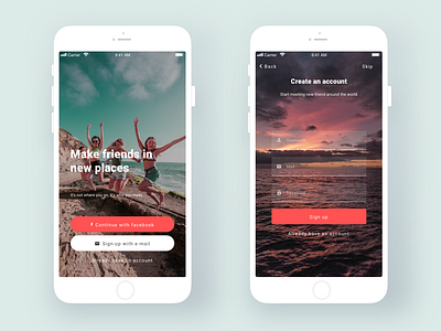 Travel app apps application background art design ios8 photography red signup ui ux ui white