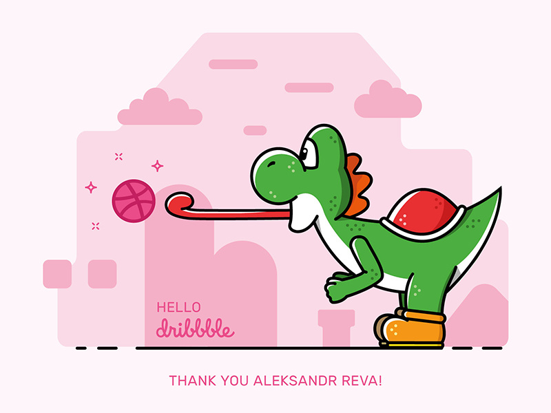 Hello dribbble :-) nintendo illustration video games super mario yoshi first shot hello
