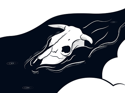 Skull 2d animal cloud cow dead drips river skull still storyboard water western