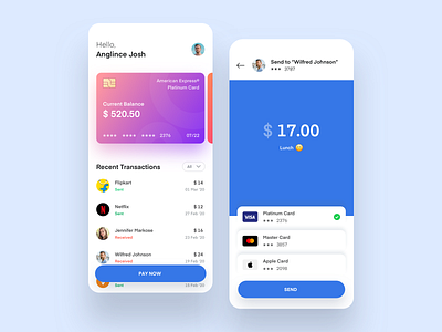 Online Transactions app card card design clean ui iphone x minimal mobile app money pay now paymentlisting recent transation whitelayout