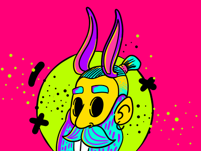 Bunny Me doodle illustration neon