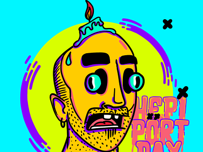 Happy Dead Day doodle illustration neon